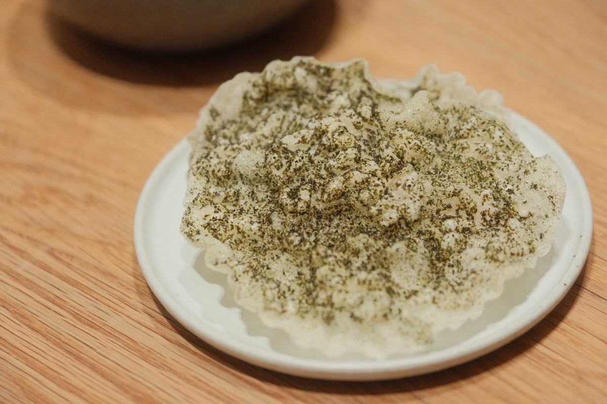 Dolgim bugak, the crispy seaweed rice cracker that completes this dish