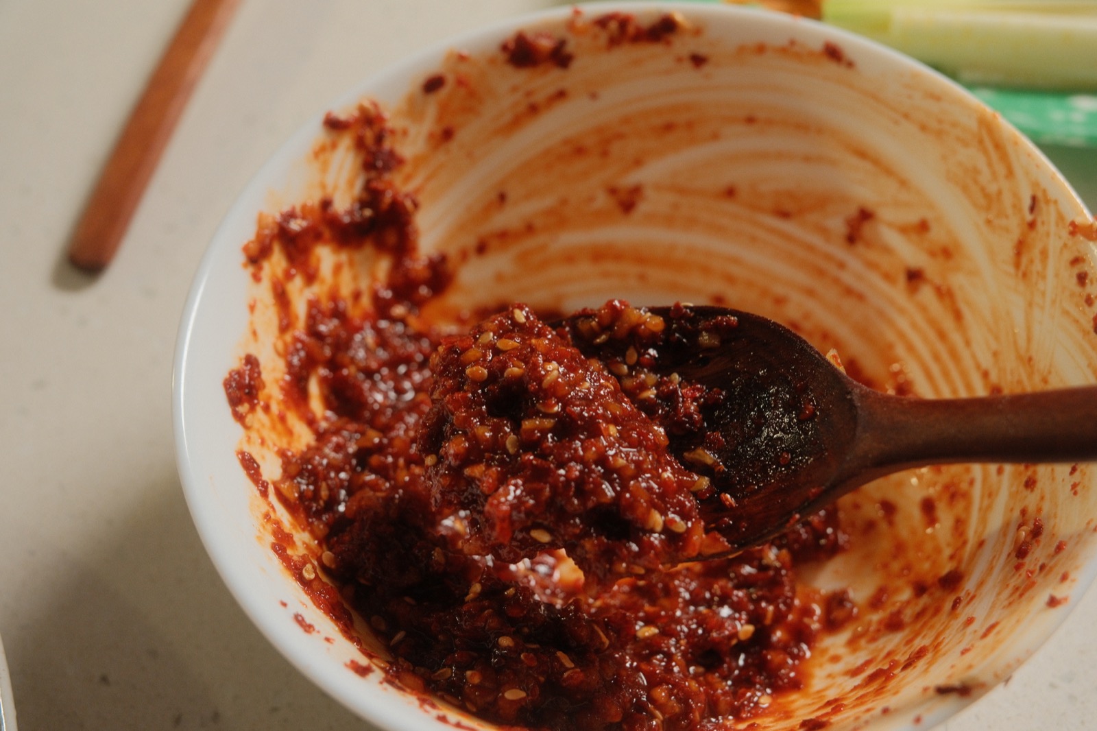 Gochugaru dipping sauce mixed in a bowl