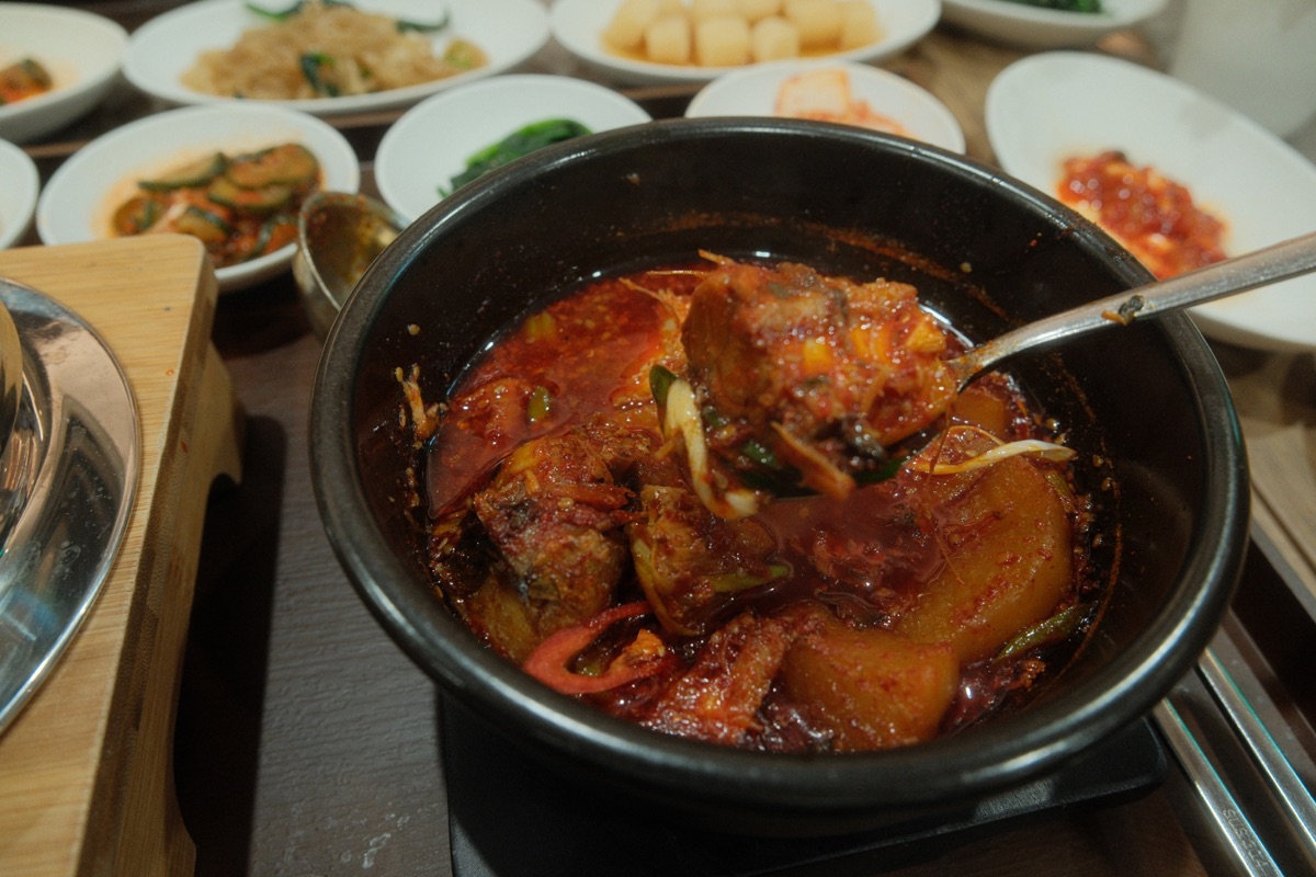 Godeungeo jorim braised mackerel in a savoury red sauce