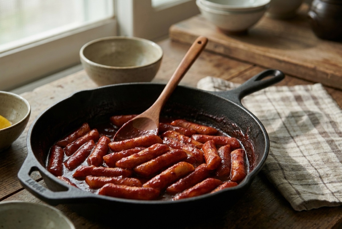 Gochujang sauce glazing tteokbokki
